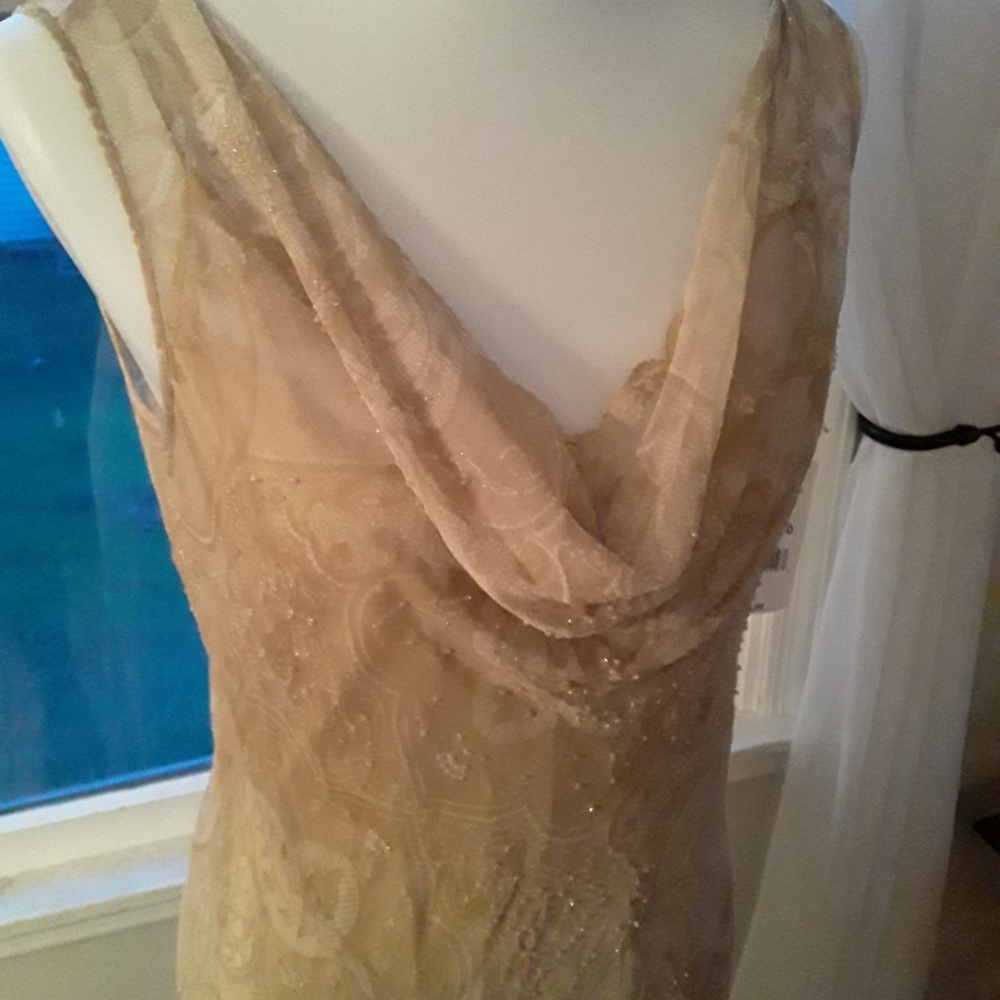 ECU Light gold long gown with slip
